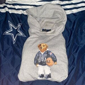 Grey Polo Bear Hoodie.